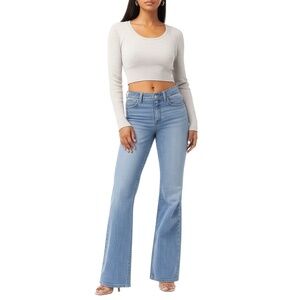 HURLEY Grey‎ Long Sleeve Top Grey Scoop Neck Crop Sweater Womens Small